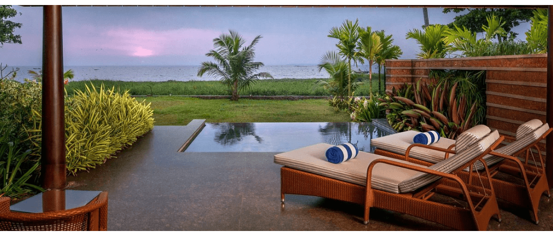 A view of the lake from the Presidential Pool Villa at Niraamaya Retreats, Kumarakom, Kerala
